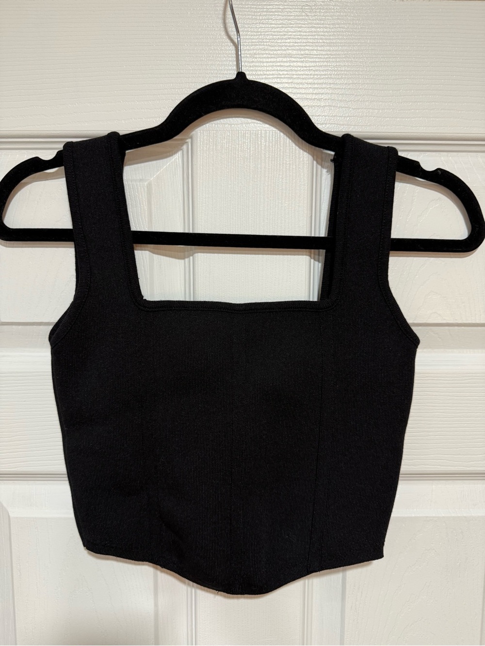 Zara Black Square-Neck Crop Top